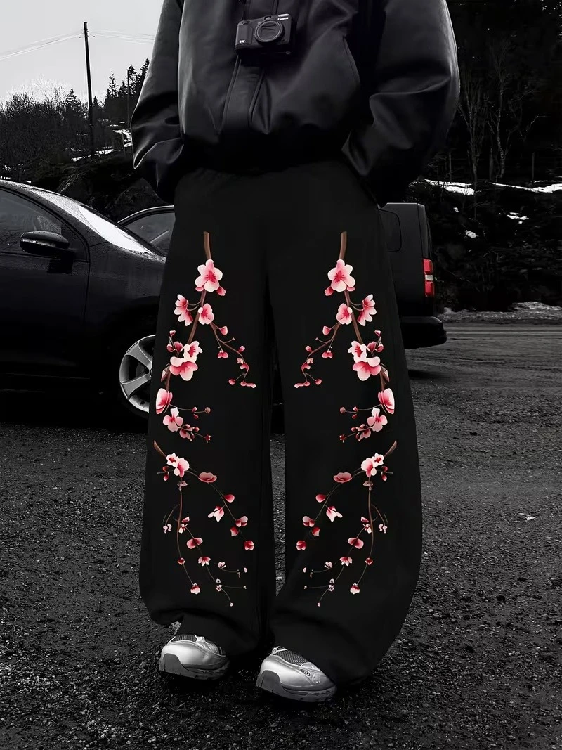 Sakura Men's Long Pants Japanese Style Sakura 3D Printed Str