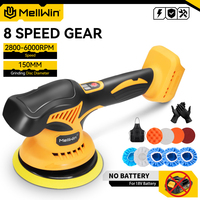 ​MELLWIN 8 Gear 150MM Electric Car Polisher Adjustment Cordless Car Polishing Auto Waxing Rotary Tool Fit For 21V 18V Battery