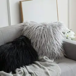 Soft Fur Plush Cushion Cover, Home Decor, Pillow Covers, Living Room, Bedroom, Sofa, Decor Pillowcase, Shaggy, Fluffy, 45x45cm