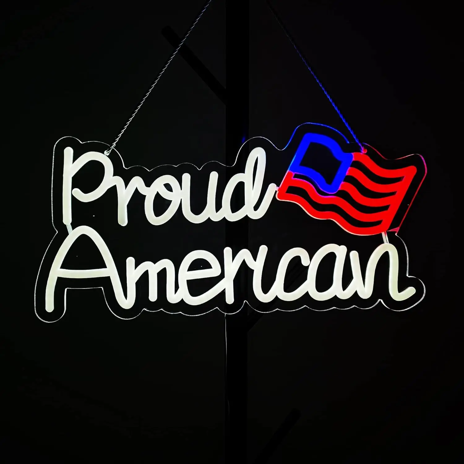 16inch Proud American Neon Signs Wall Decor LED Light Beer Bar Club Pub Bedroom Hotel Cafe Wedding Birthday Party Gift America