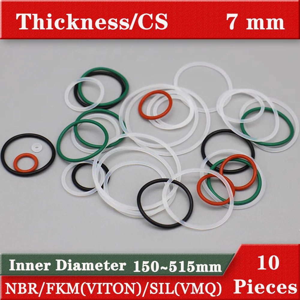 Rubber ring  silicone ring Fluororubber VTION FKM oring o-rings gasket  o ringen 7mm Thickness  o ring big size inner diameter