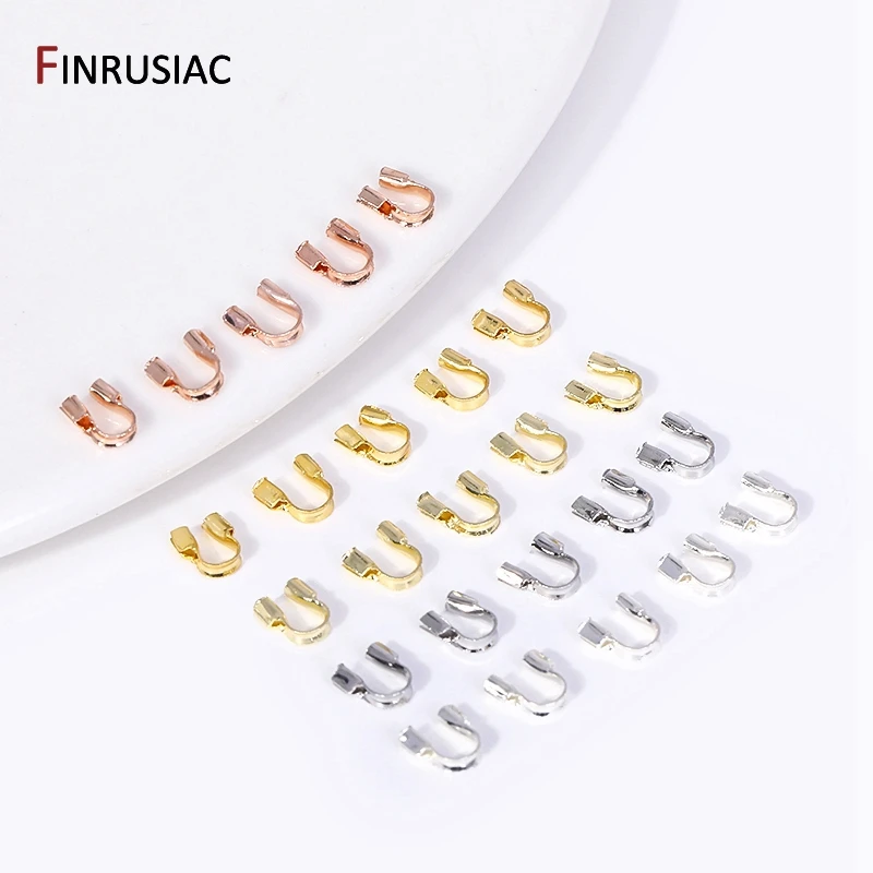 100PCS/lot 14k/18k Gold Plated Wire Guardian Cord Protector, Brass U Shape Wire Protectors Connector For DIY Jewelry Making