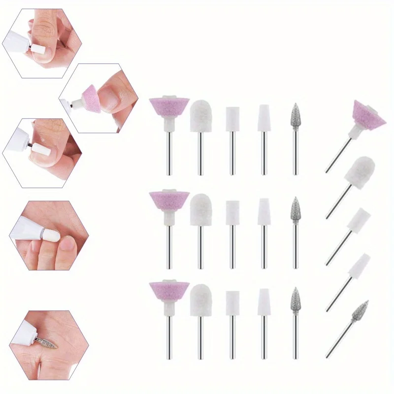 لقم مثقاب الأظافر من LINMANDA، لقم مبرد أظافر جلية، لقم أظافر مع علبة ملحقات مثقاب الأظافر، مستلزمات فنية للأظافر #5