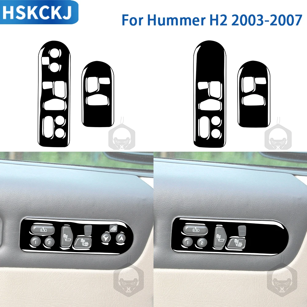 For Hummer H2 2003 2004 2005 2006 2007 Accessories Piano Black Plasti Car Interior Seat Heating Panel Trim Stickers Decoration