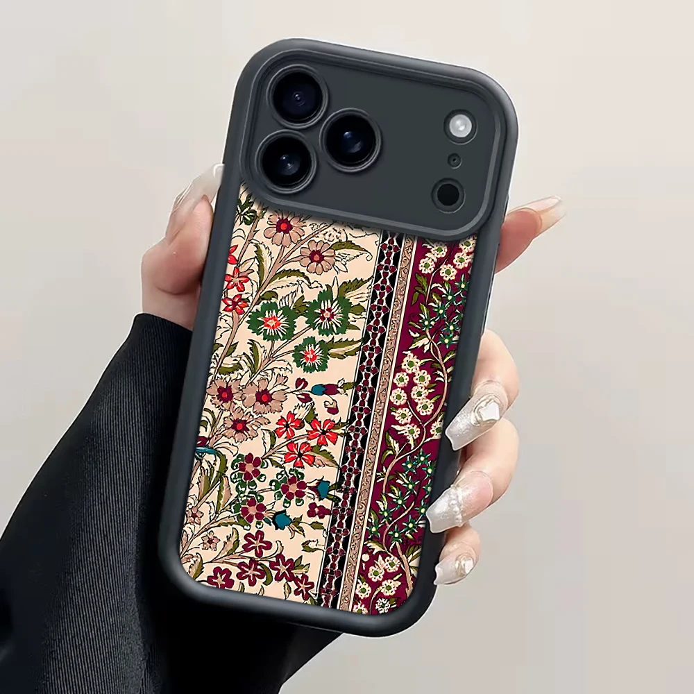 Bohemian Red Floral Stripe Design Case For Samsung Galaxy S25 S24 S23 Ultra S22 S21 Plus FE A56 A55 A54 A53 A36 A34 A33 Cover
