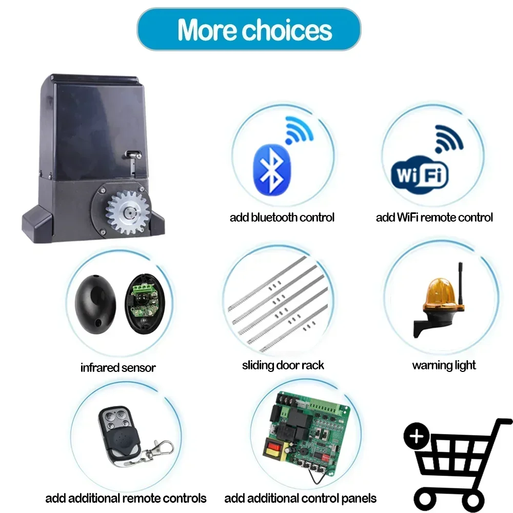 1200W Smart WiFi High  Sliding Gate Motor Opener Kit 2200kg Load Spring Limit Switch