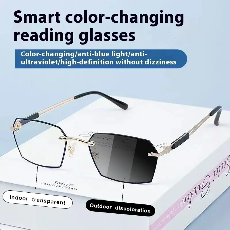 Multifunktionale Lesebrille +1,0 +1,5 +2,0 +2,5 +3,0 +3,5 +4,0 Photochromatische HD Anti-Blaulicht Anti-Ermüdungs-Lesebrille
