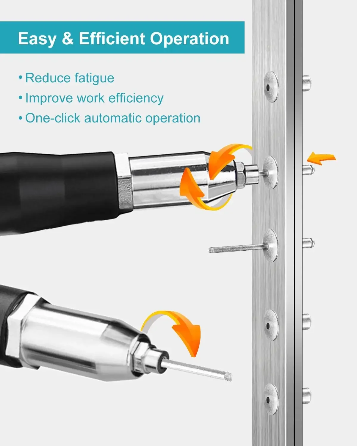 Rivet Gun with Charger and 2 Batteries, Electric Brushless Blind Rivet Tool Kit, Portable Rivet Gun for 1/8