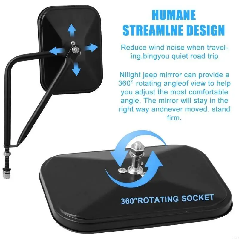 

R53D Door Offsides Reflector With Wide Viewing Quick Installation, Quick Mount Side View Reflector Accessories 2 Pack