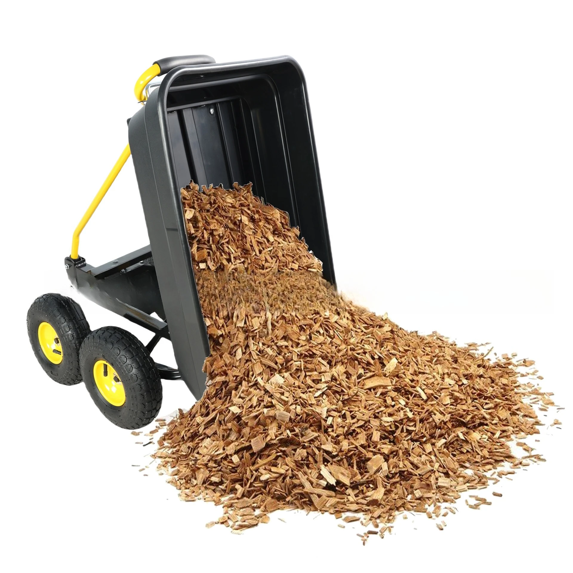 Hand-pulled cart Garden tool cart Outdoor truck Garden dump truck Four pneumatic wheels