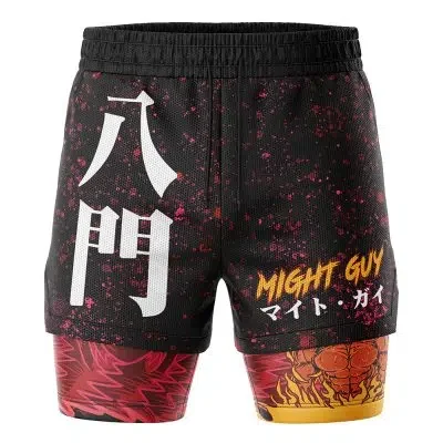 Might Guy 8th Gate Dragon Shippuden 2-in-1 Performance Shorts Cartoon Sports Fitness Shorts Anime Casual 3D Printing