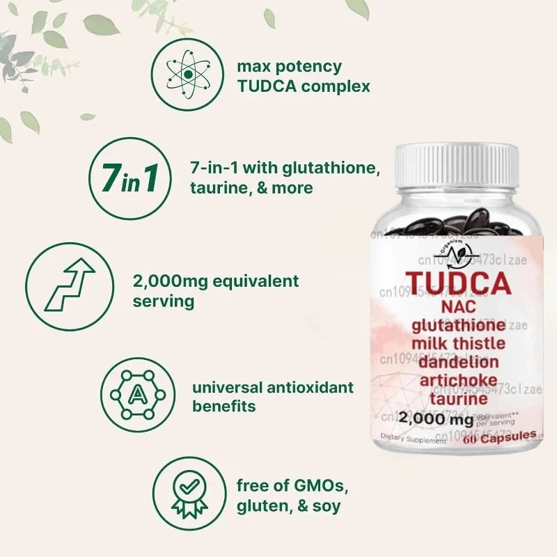 

TUDCA NAC, Glutathione, Milk Thistle, Dandelion, Korean Thistle, and Taurine - Antioxidant, Digestive, and Liver Support