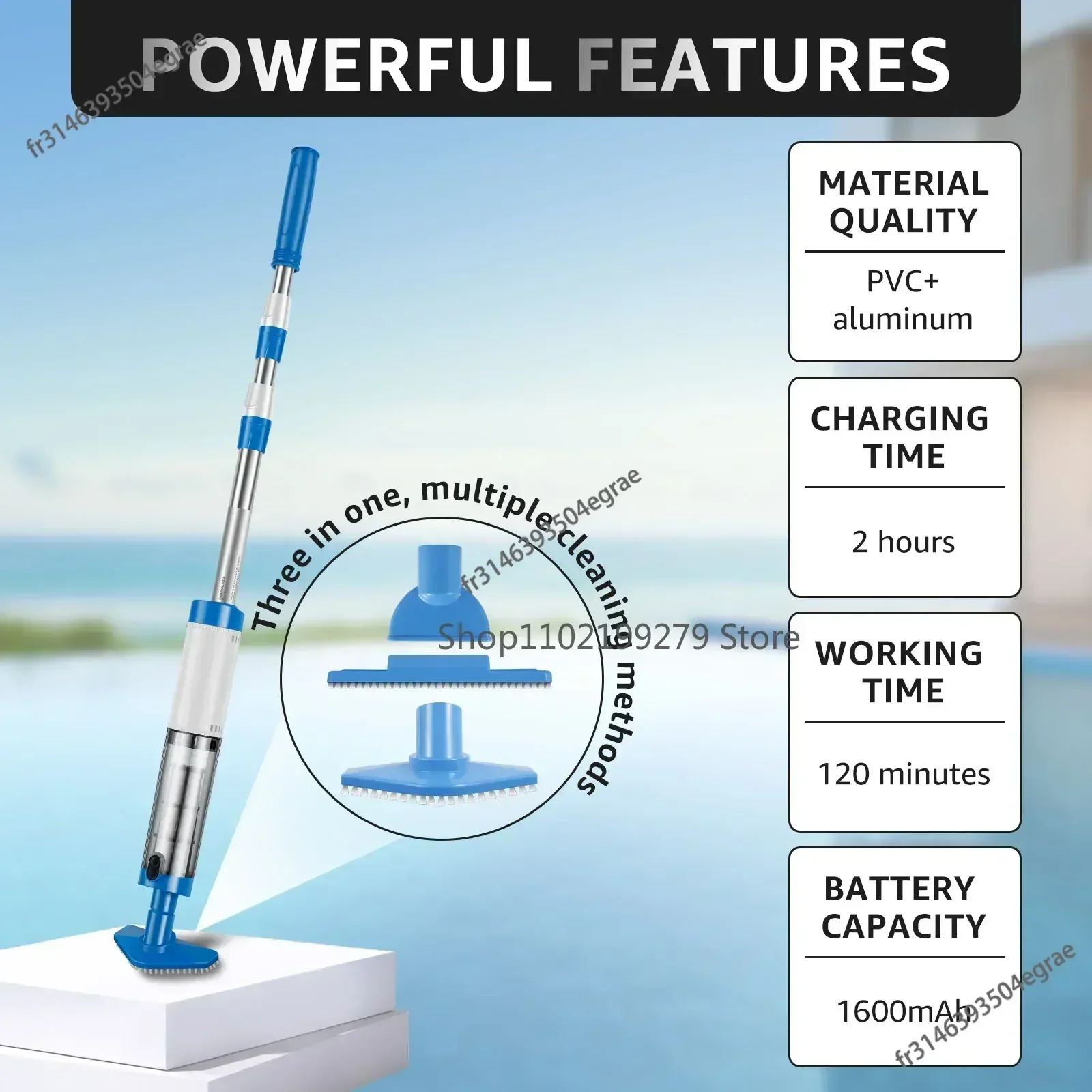 NEW Pool Vacuum Cleaner Rechargeable Pool Fish Tank Swimming Handheld Cordless Spas Hot Tubs Portable
