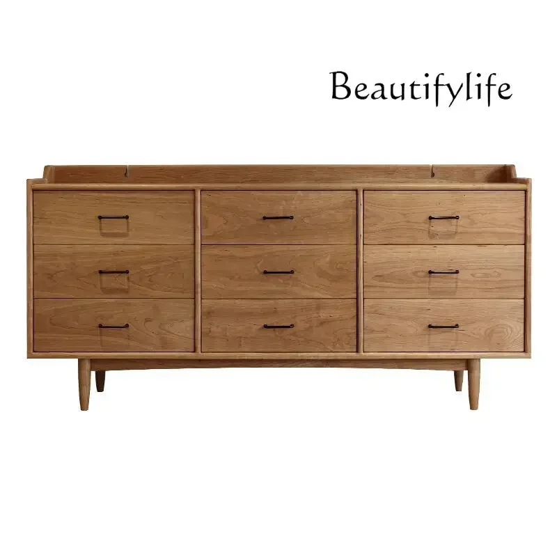 BJ Nordic Solid Wood Sideboard Cabinet Antique Style Home Simple Display Cabinet