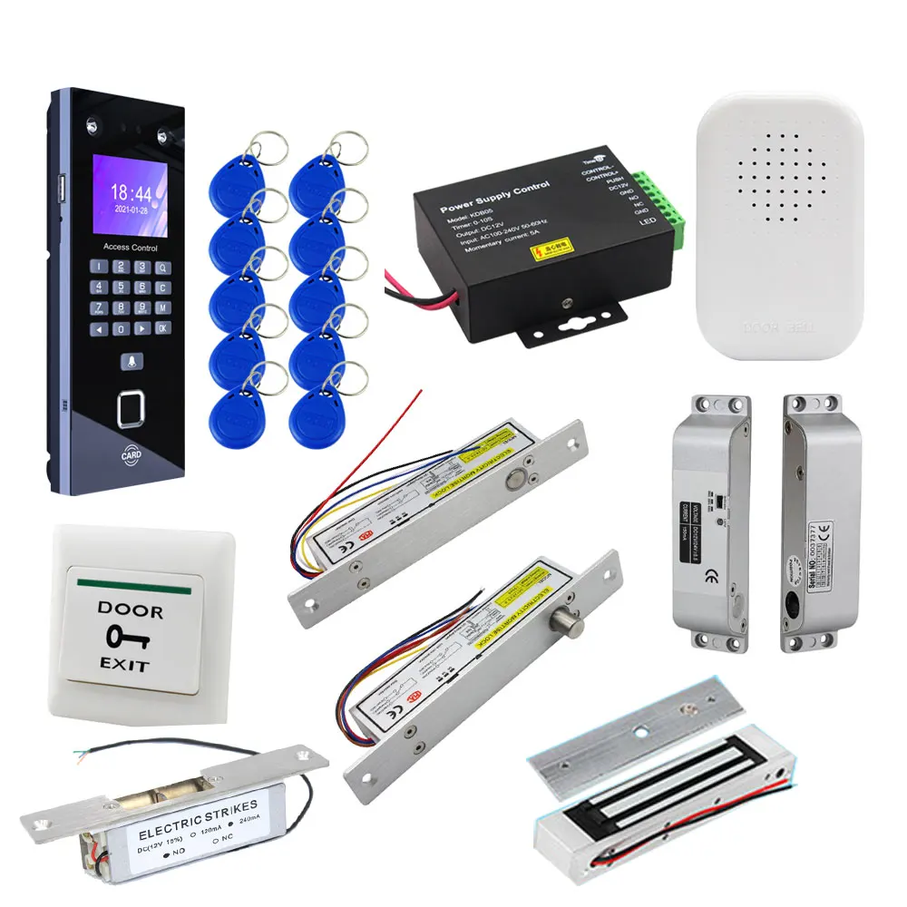 TCP IP LAN USB Biometric Face Fingerprint Employee Departments Attendance Complete Access Control System Kits with Electric Lock images - 6