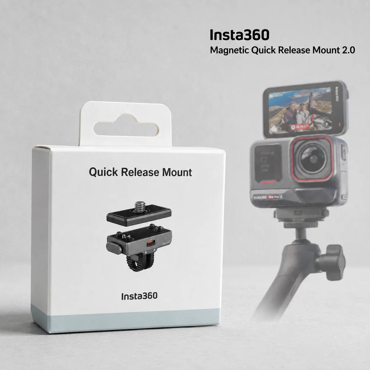 Insta360 Magnetic Quick Release Mount 2.0 for X6 X5 X4 Air Ace Pro 2 Luna Ultra, 1/4'' 2-Prong Camera Adapter