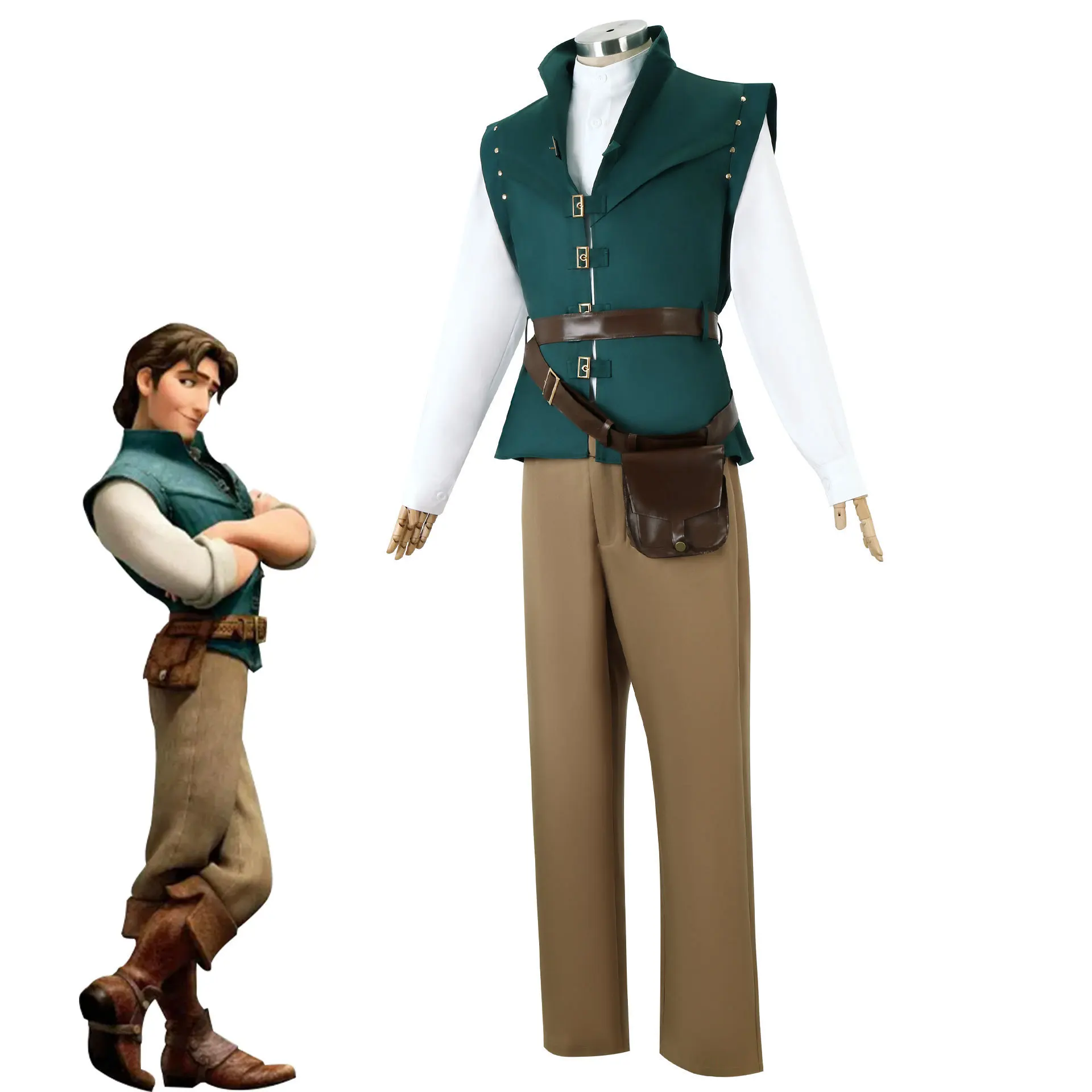 

loween Prince Lettuce Cosplay Costume Long Hair Princ Magic Adventure Flynn Rider Cos Traditional Chinese Stage Costume