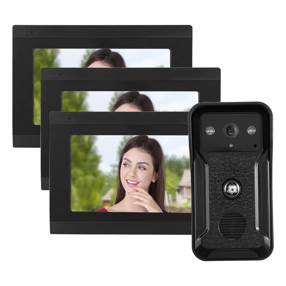 7 pulgadas con cable Wifi 3 monitores 1080P HD Video sistema de Control de puerta timbre portero visión nocturna conexión estable cámara intercomunicador
