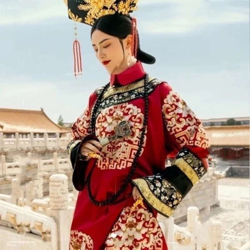 

Manchu Empress Costume, Qing Dynasty Phoenix Robe, Royal Court Cosplay Full Set