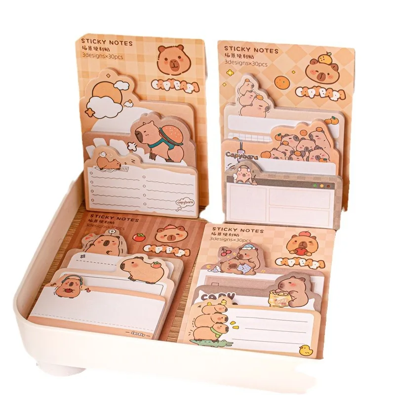 Imagem -06 - Creative Capybara Memo Pad dos Desenhos Animados Sticky Note Etiqueta de Papelaria Planejador Notepad Etiqueta Post Material Escolar 24 Pcs por Lote