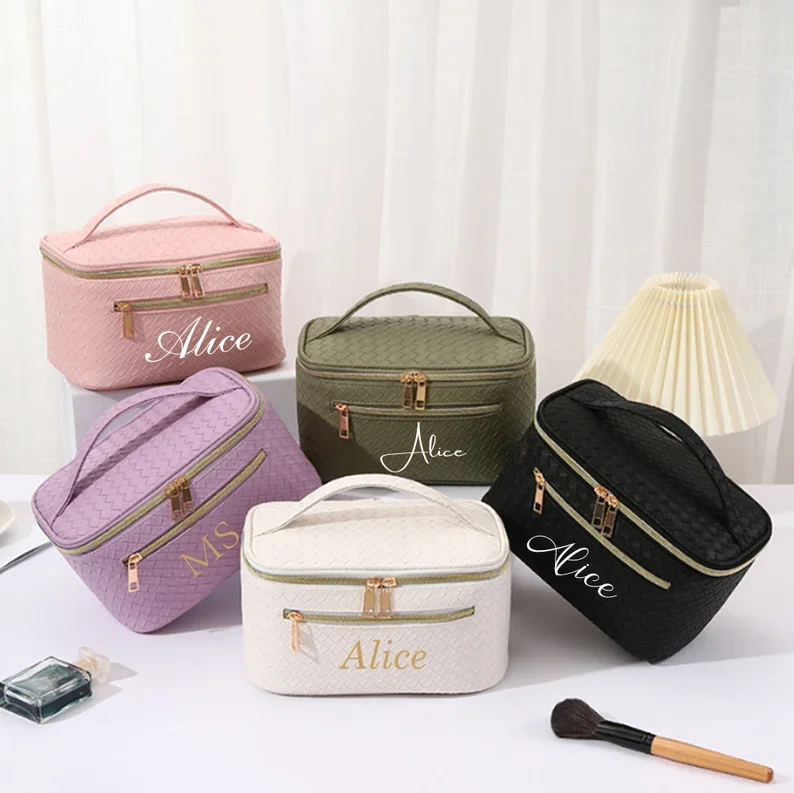 Bolsa de maquillaje personalizada para dama de honor, bolsa de maquillaje de viaje, bolsa de cosméticos personalizada con monograma, bolsa nupcial