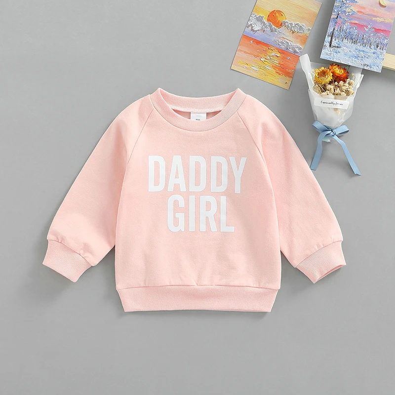 

Infant Baby Girl Long Sleeve Sweatshirt with Letter Print, Casual Style Loose Version Spring Fall Clothing, 3-18Months