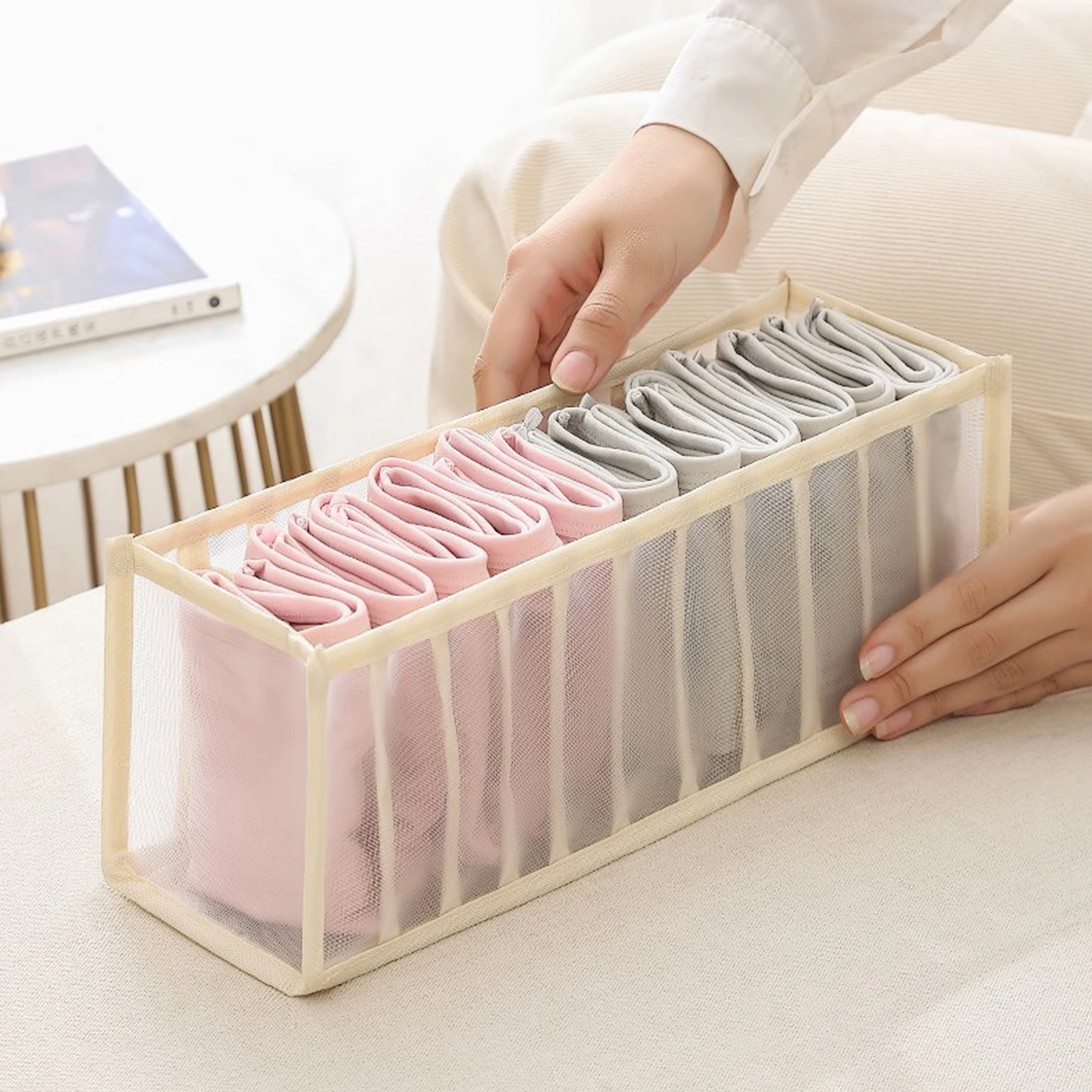 

Nylon Gauze Underwear Storage Box Sock ganizer Container Keep Room Neat Wardrobe Tidy Multiple Grids Design lasting