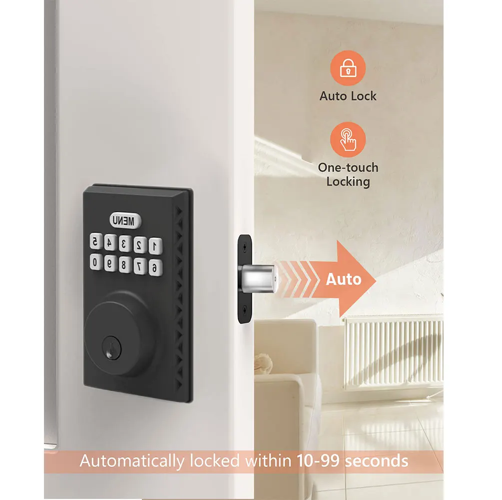 BBDHOME Front Door， Set Keyless Entry Door Lock ，with Handle Electronic Keyboard ， Tongue Smart