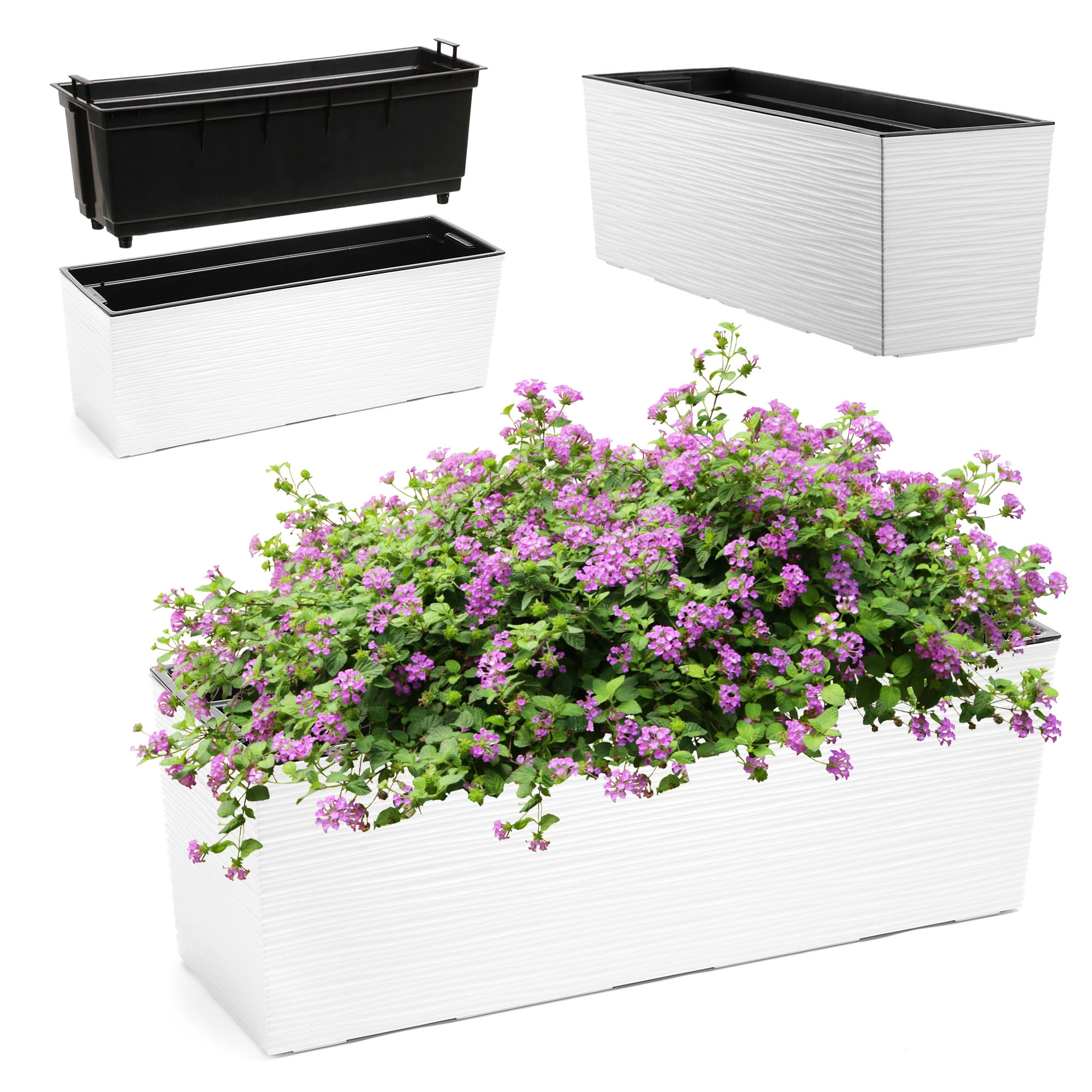 KADAX Pot Balkonbox + Patroon 19x56cm Wit