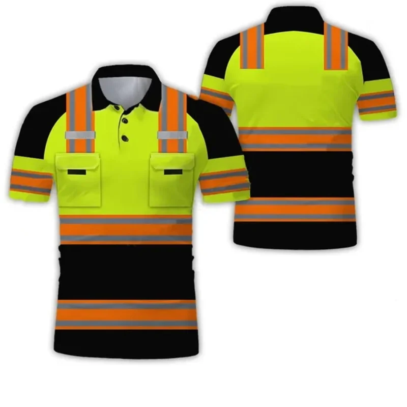 3D Printing Project Excavator Driver Uniform For Men Women Short Sleeve Plus Size Safety Work Clothes Polo Shirts Polo Hommes