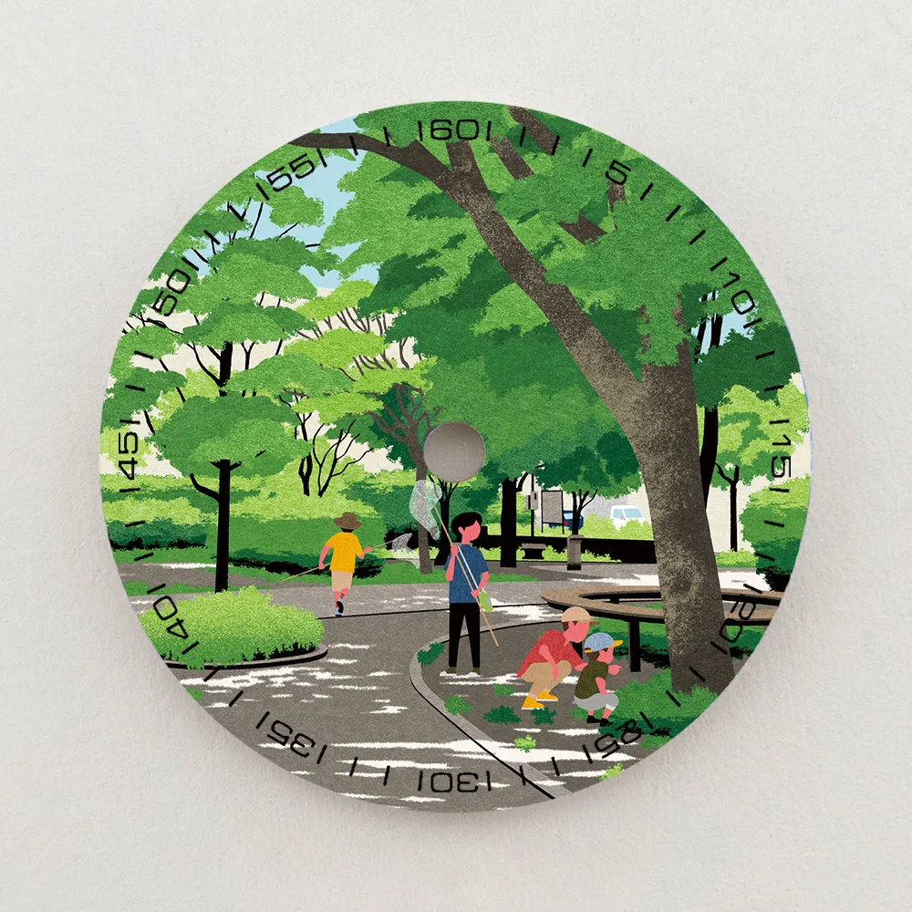 28.5mm NH35 Dial Park Kids Playing Scenery Dial Green Luminous Dial Color NH36 Dial Watch Accessories Fits NH35/NH36 Movement