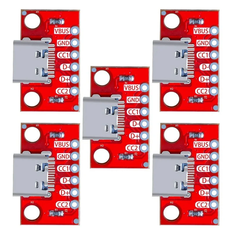 5PCS/Lot USB Type-C Breakout Board Serial Basic Breakout Female Connector Type PCB Converter Board