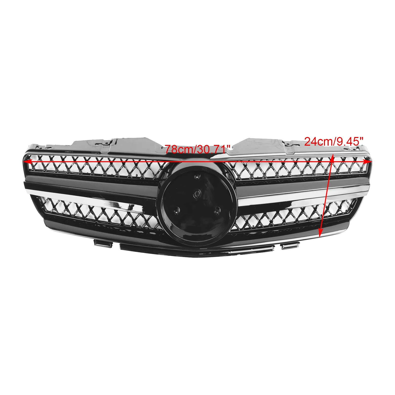 Artudatech Front Upper Grille Grill Fit Mercedes R230 SL500 SL600 2003 2004 2005 2006 1 Fin Star Black Car Accessories