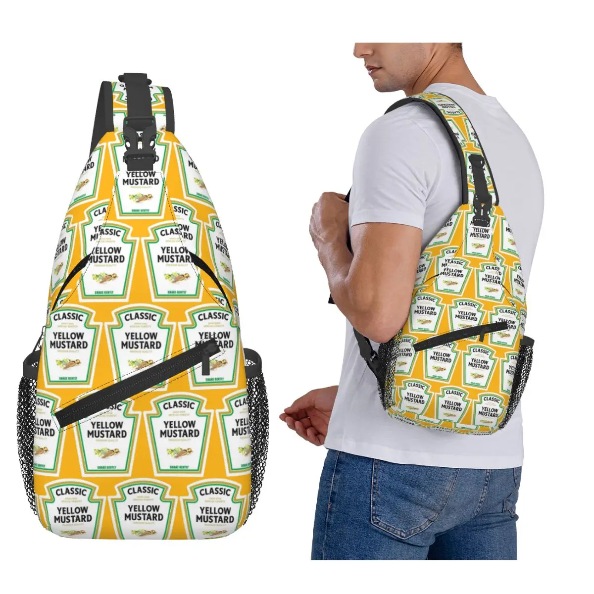 

Mustard Mayo Ketchup Chest Bag Men Sling Crossbody Backpack Chest Bag Traveling Hiking Daypack Shoulder Bag