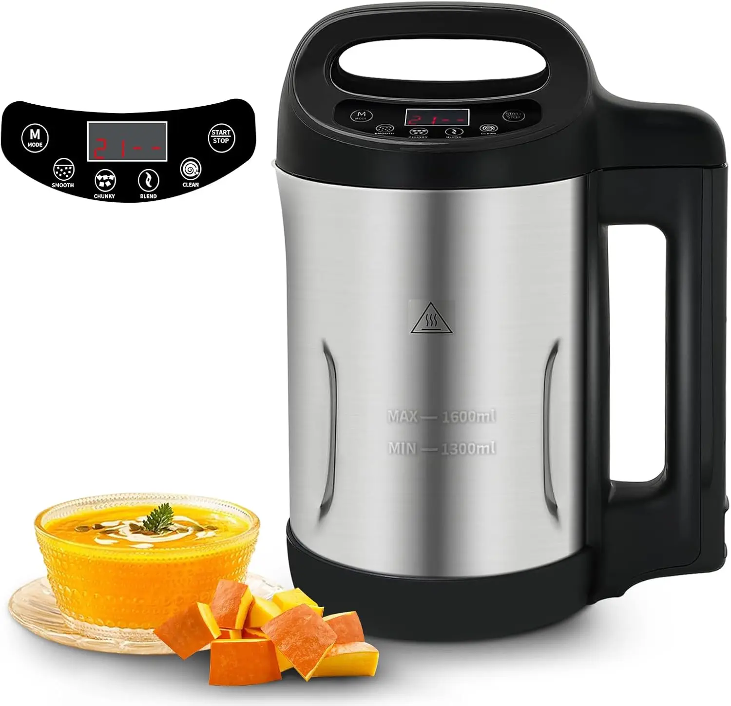 

4-in-1 Multifunctional Chunky and Smooth Soup Maker with Smart Control Panel, Stainless Steel Electric Hot Soup Maker, 1.6L, 2-5