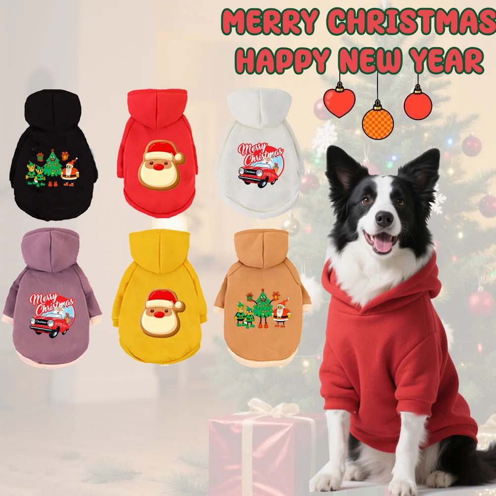 

1 Pc Christmas Pet Hooded Sweatshirt Cat & Dog Christmas Pattern Decorative Pet Warm Autumn Winter Hoodie