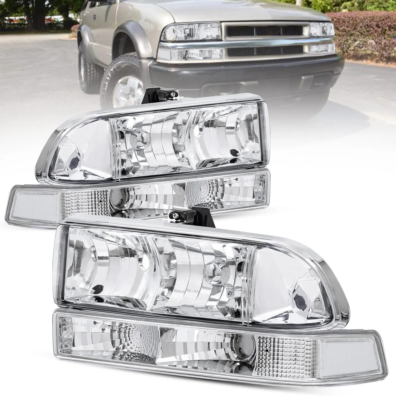 

Пара хромированных фар и бамперных фонарей для Chevrolet S10 Pickup Blazer 1998-2004 годов