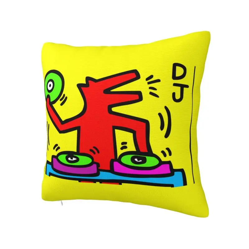 Custom DJ Haring Dance Throw Pillow Haring Geometric Graffiti Modern Cushion Cover Velvet Pillowcase