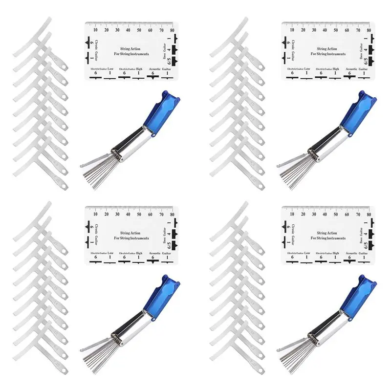 NALFI-36Pcs Understring Radius Gauge + String Action Ruler Gauge Tool + Guitar Bridge Saddle Nut Files Set Guitar Repair Tool