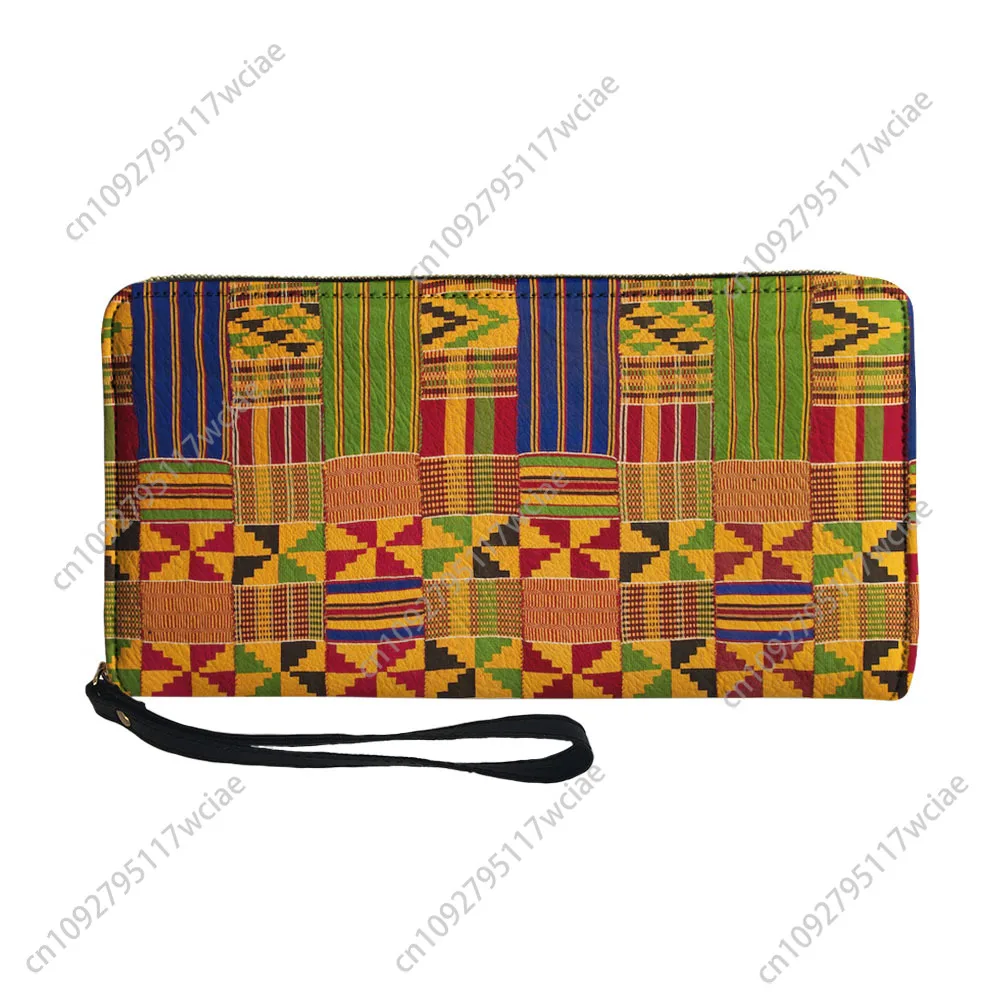 

African Ethnic Culture Design Custom Wallet Purse Mens Womens Zipper Long Wallets Double Print Portable Wallet Gift Bag