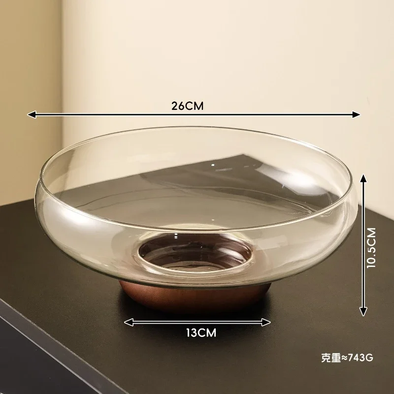Glass Fruit Plate, Acacia Wood,  Living Room Coffee Tableexquisite Fruit Basket, Snack Storage Plate,home Furnishings Decoration