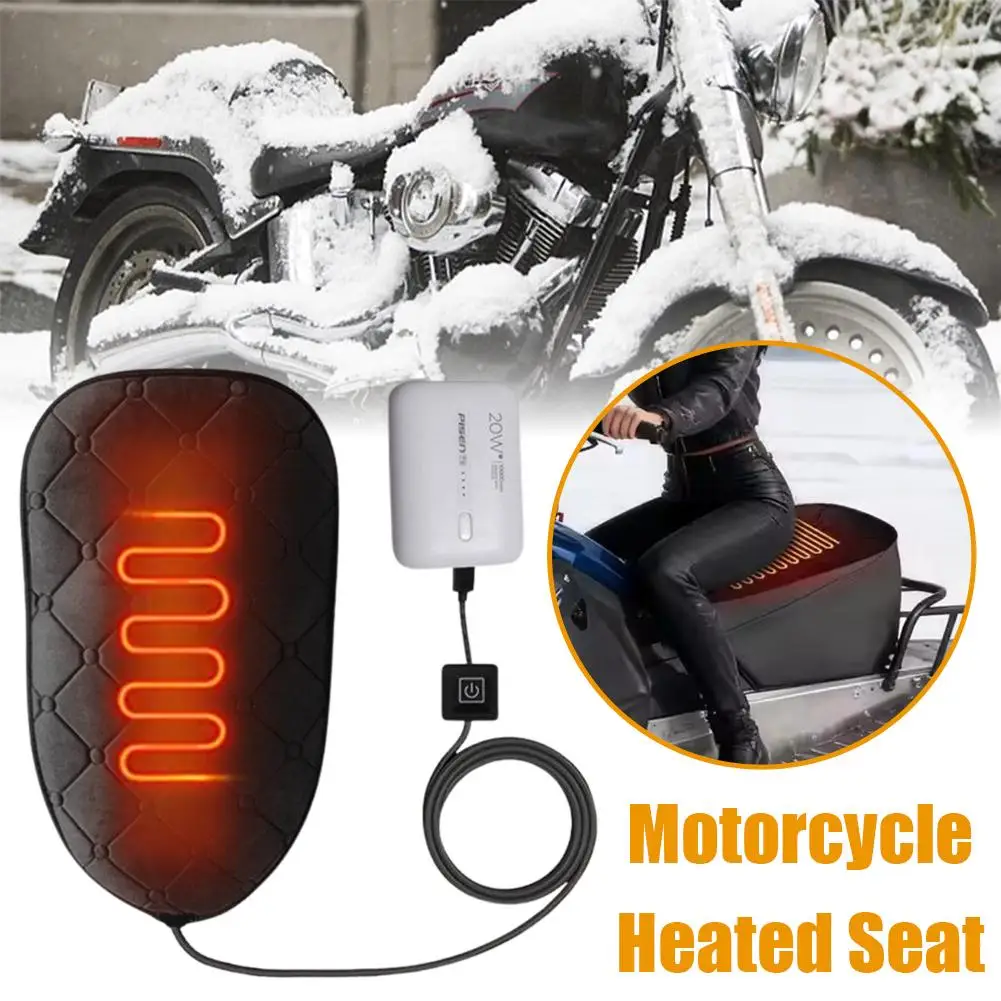 Motorcycle Seat Cushion Heating Adjustable Comfort for ATV Long Ride Cold Weather Wear Resistant Cover Temperature Control D0V3