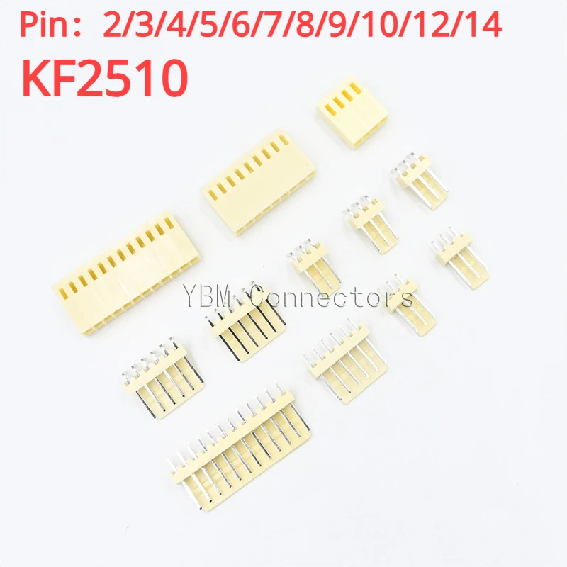 100pcs Kf2510 Connector 2.54mm Pitch 2p-10pin Straight/curved Male Female Socket Housing Plug Pin Header Crimp Terminals Kf-2510