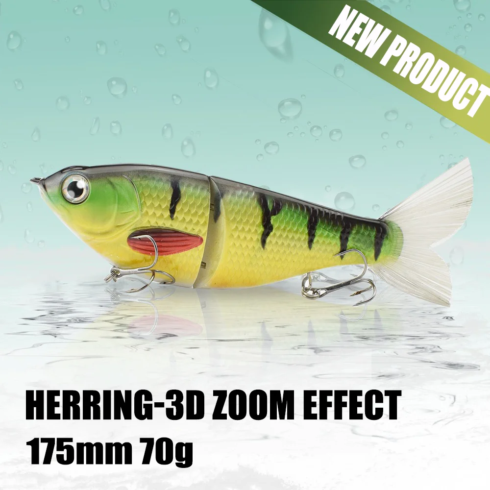 

Sinking Swimbait 175mm 70g Multi Jointed Bait Glider Trolling Fishing Lures Artificial Hard Bait Pike Lure Bass Fishing Tackle