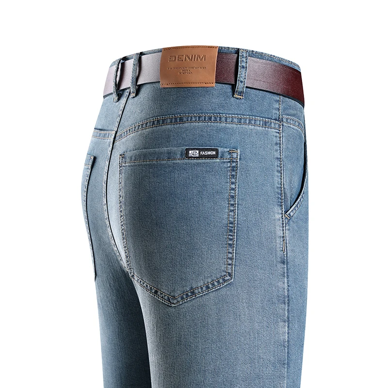 

Premium Lyocell Summer Lightweight Loose Straight Fit Mens Casual Jeans Middle Aged Dad Fashion Breathable Comfort Denim Daily