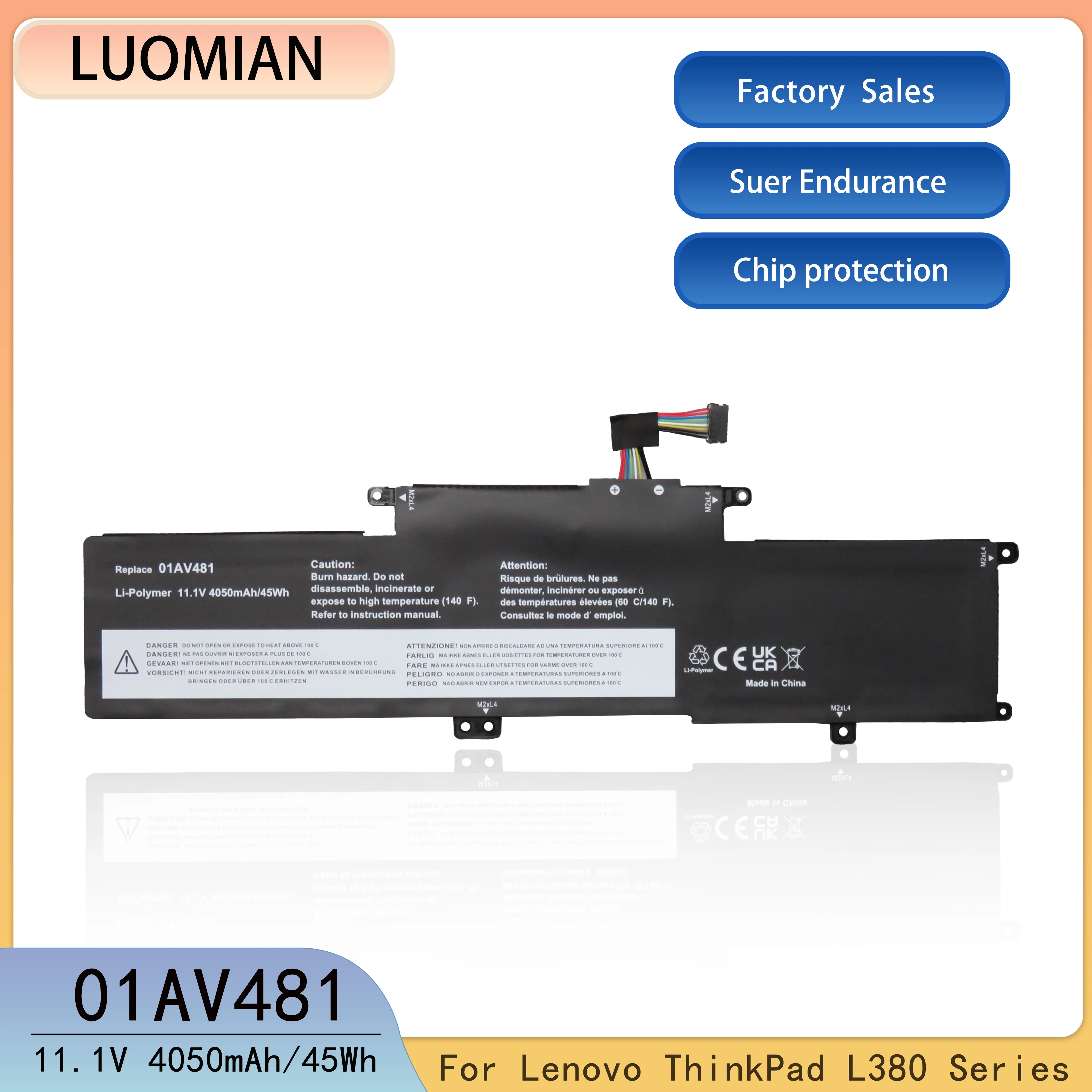 For Lenovo 01AV481 01AV481 L17M3P55 Laptop Battery Lenovo ThinkPad L380 L390 Yoga L17C3P53 L17L3P53 11.1V 45Wh