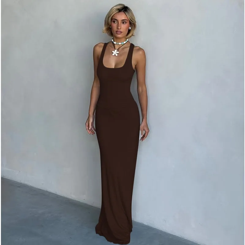 Solid Tank Top Mermaid Skirt 2 Piece Set for Women Slim Fit Bodycon Evening Party Outfit