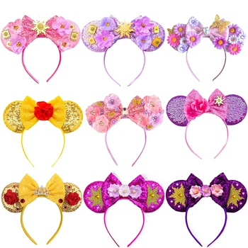 Mickey Mouse Hairband Rapunzel saç aksesuarları Kadınlar Için Güneş Çiçek Kulaklar Bantlar Çocuklar Payetler Yay Kız Karışık Headwears
