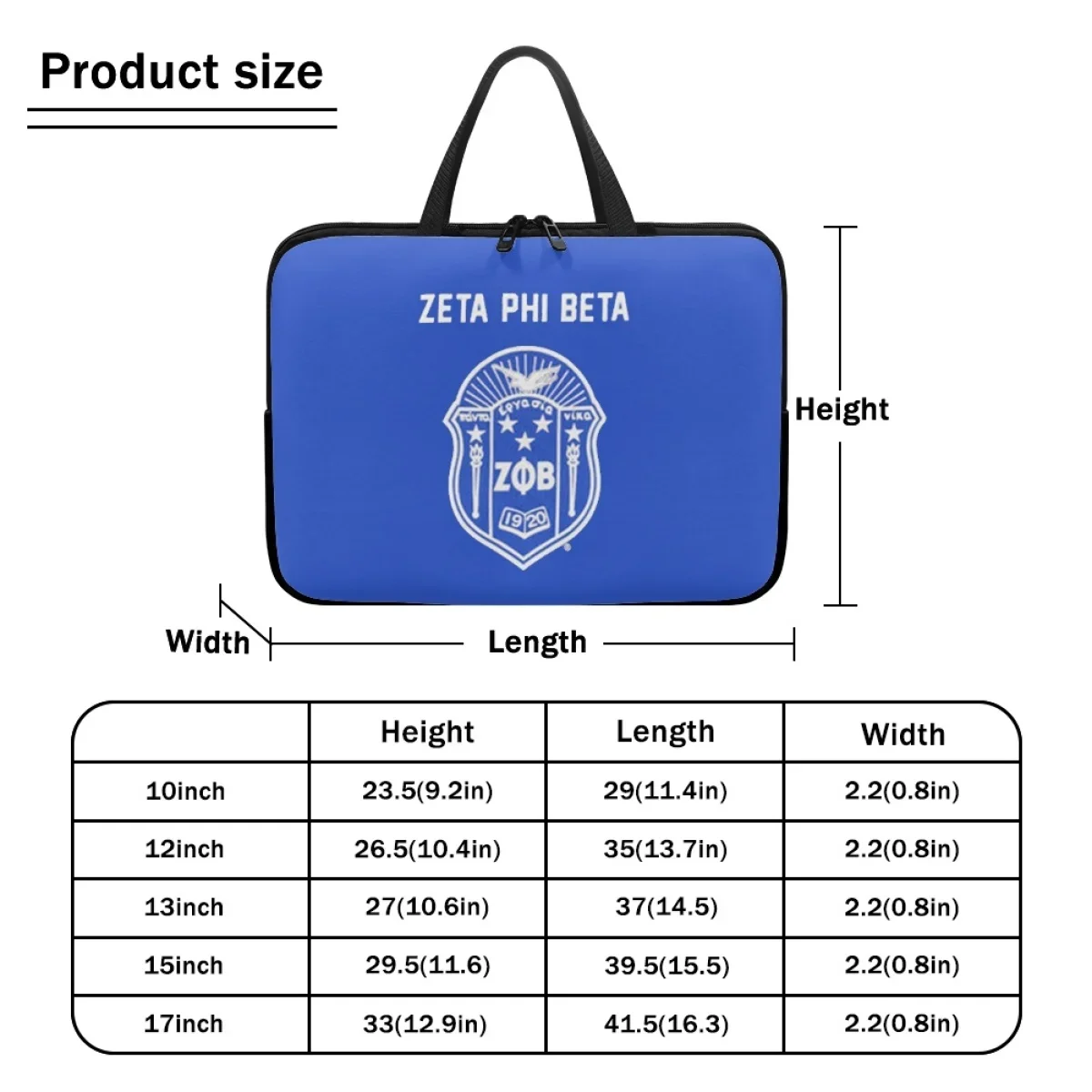 Zeta Phi Beta Sorority Print Sac pour ordinateur portable léger avec poignée, étui pour ordinateur portable pour adultes, accessoires informatiques, sacs à main, mode, 2023