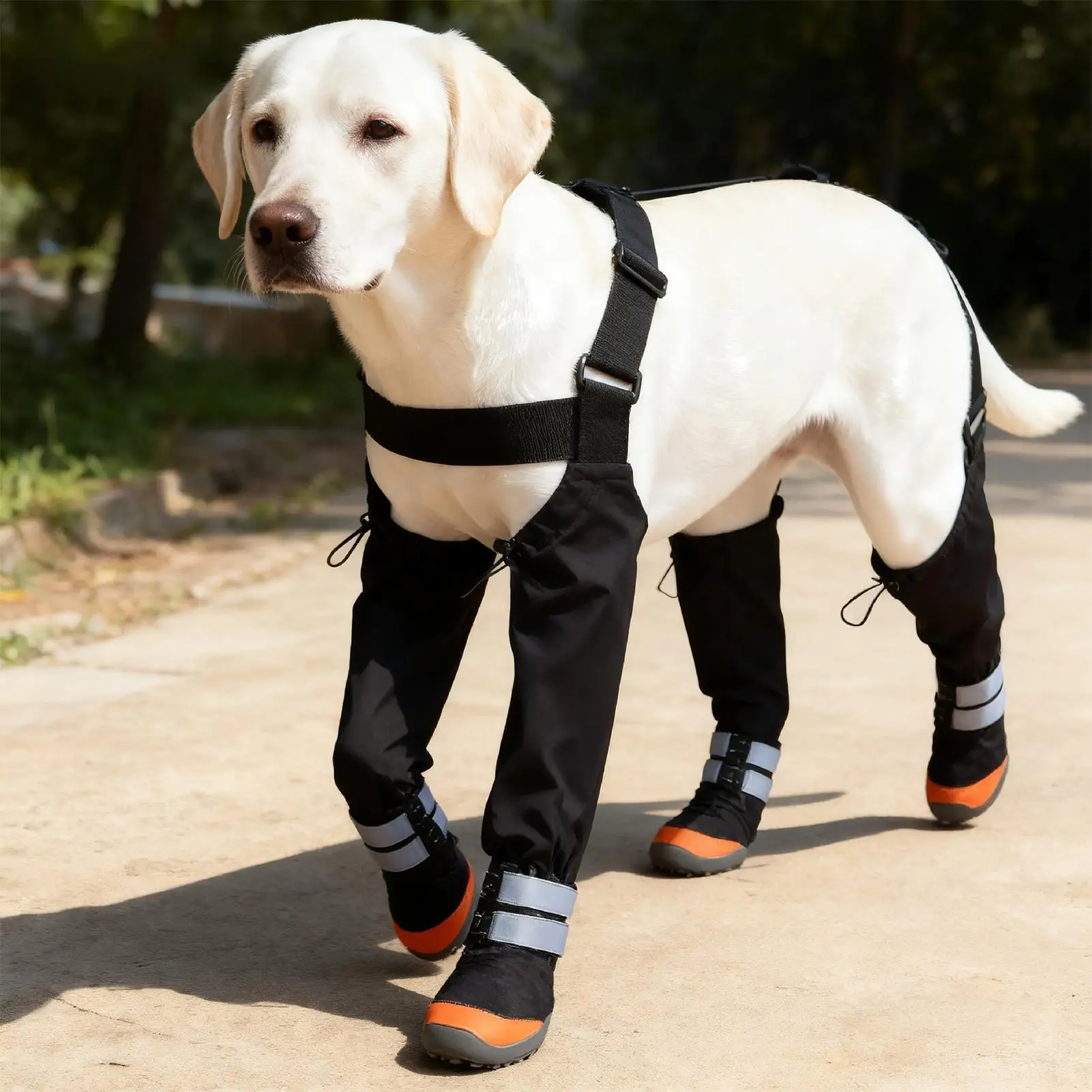 

Waterproof Dog Boots Suspender Anti-Slip Walk Dog Shoes Outdoor Small Medium Universal Pet Boots Long with Strap Puppy Supplies